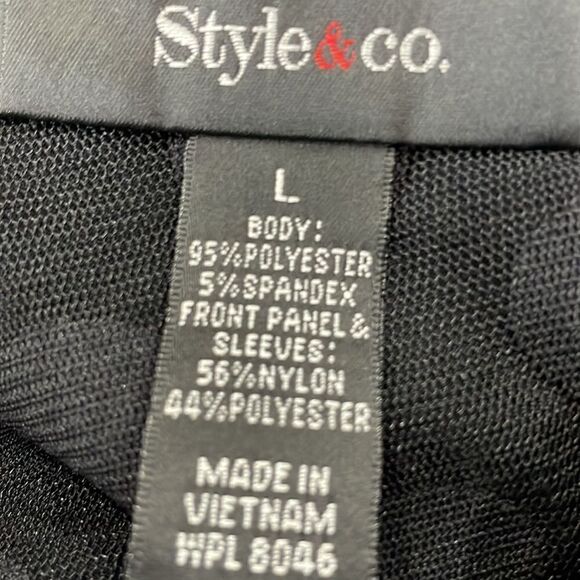 NWOT Style & Co Black Polka Dot Sheer Sleeve Dress. Size L large 12/14 - Picture 7 of 8